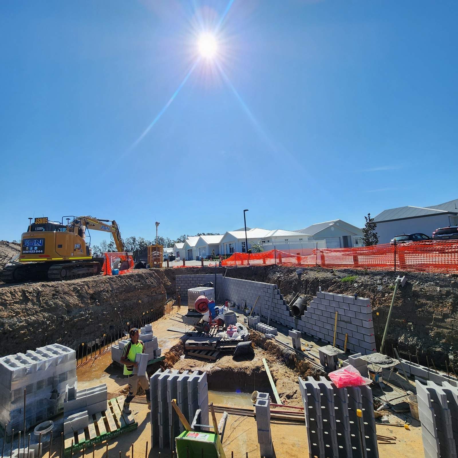 Retaining wall and excavation works in a residential development